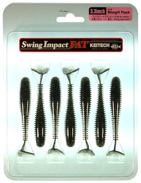 Силиконовая приманка Keitech Swing Impact FAT 3,3" цвет 418 Bluegill Flash