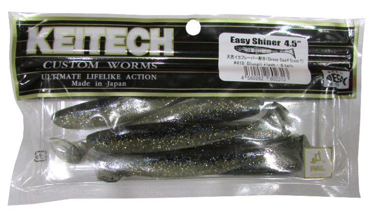 Силиконовая приманка Keitech Easy Shiner 4,5" цвет #418 Bluegill Flash 6 шт.