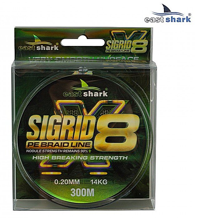 Шнур EastShark SIGRID X8 300 м 0,25 мм зелёный