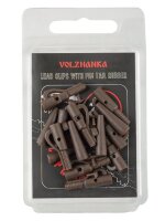 Безопасная клипса с фиксатором+конус "Volzhanka Lead Clips with Pin Tail Rubber" цвет Trans Brown (8шт/уп)