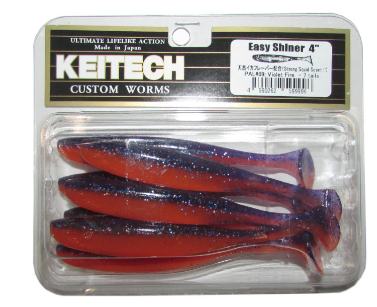 Силиконовая приманка Keitech Easy Shiner 4" цвет PAL#09 Violet Fire 7 шт.
