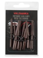 Усиленная безопасная клипса+конус "Volzhanka Distance Lead Clips with Tail Rubber" цвет Brown (8шт/уп)