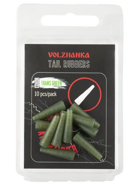 Конус "Volzhanka Tail Rubbers" цвет Trans Green (10шт/уп)